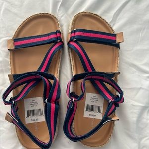 Saks Off 5th Navy and Pink Women’s Sandals, size 9.5 new in box